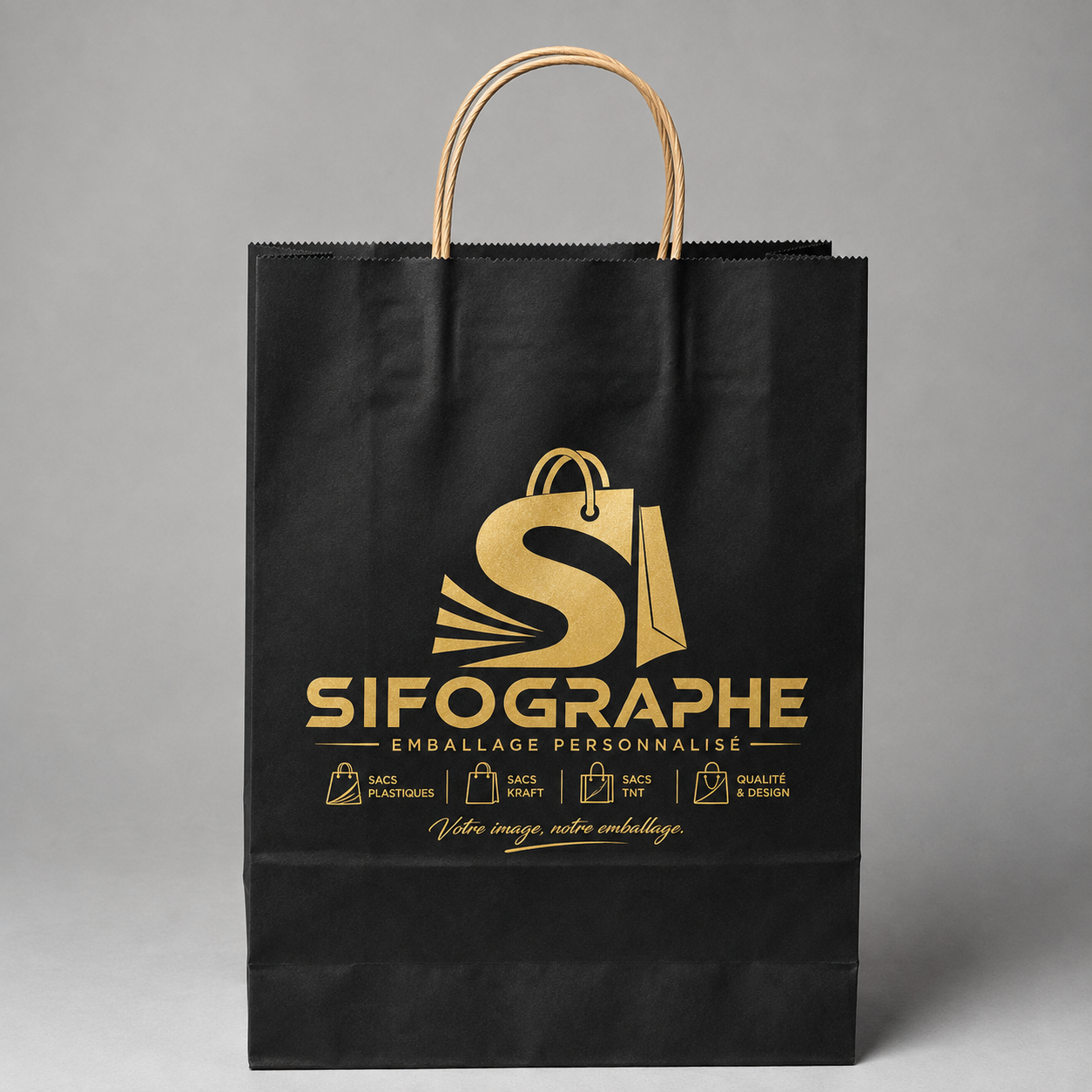Sac kraft noir personnalisé Sifographe